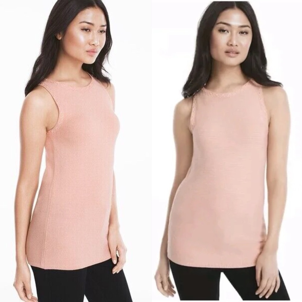 NEW White House Black Market Sweater Tank Tunic in Peach Smoothie Pink - Picture 8 of 8